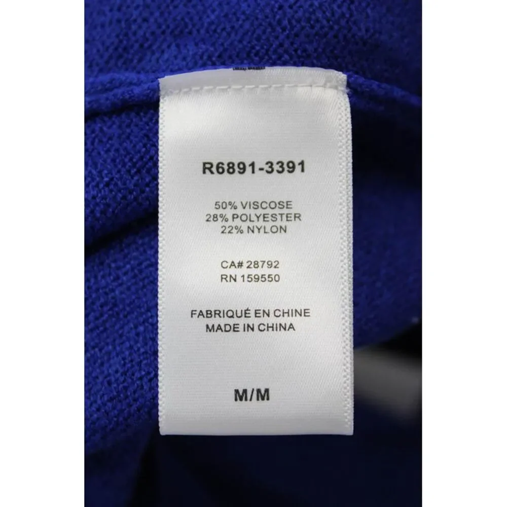 Renuar Womens Turtleneck Long Sleeve Medium Knit Sweater Solid Blue Size M